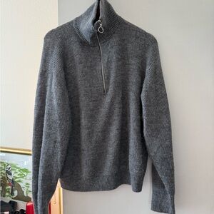 Quince Mongolian Cashmere Gray Zip Up Sweater